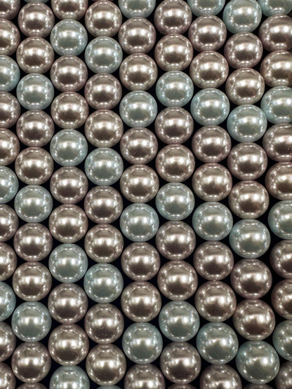 Chinese Pastel Multicolor Swarovski Pearl Crystal Beads, 6mm 8mm Round Shape Bead. Beautiful Baby Blue White Color, Great Quality 15.5"