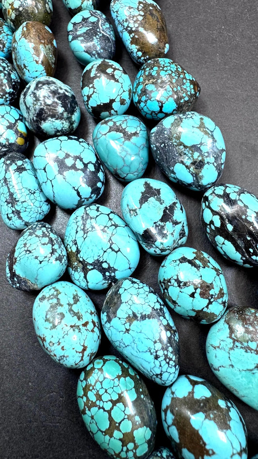 100% Natural turquoise gemstone bead . Gorgeous blue natural turquoise beads. Oval shape . Excellent quality . Fall strand 15.5”