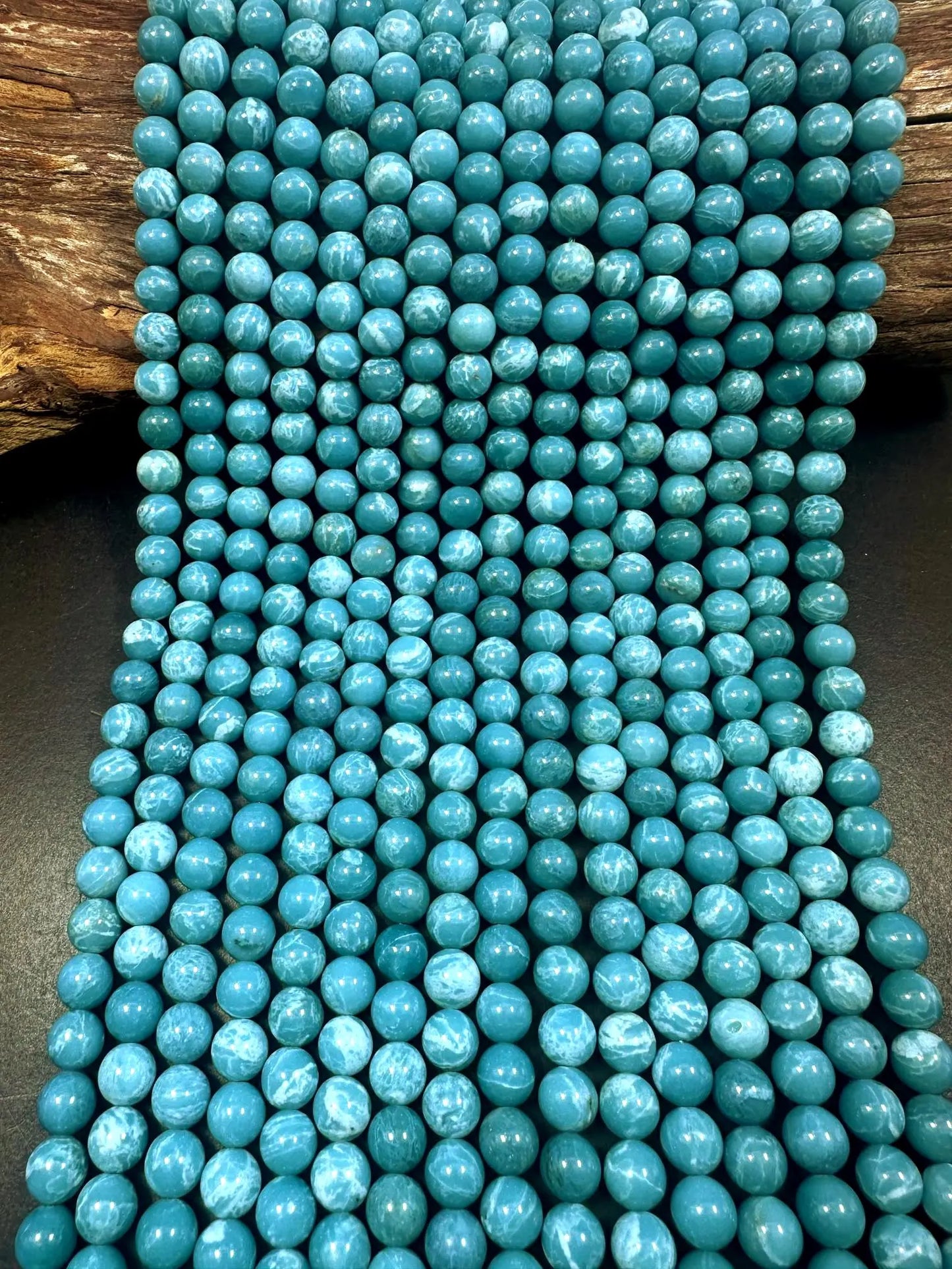 Natural Larimar quartz stone bead . 6mm 8mm 10mm 12mm round bead . Beautiful skin blue Larimar color gemstone . Full strand length 15.5”