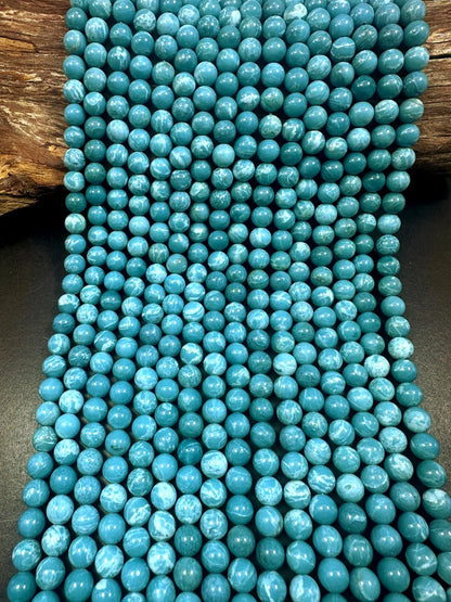 Natural Larimar quartz stone bead . 6mm 8mm 10mm 12mm round bead . Beautiful skin blue Larimar color gemstone . Full strand length 15.5”