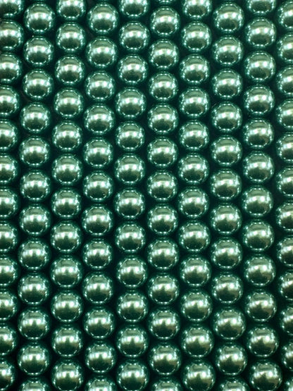 Gorgeous Chinese Teal Green Swarovski Pearl Crystal Beads, 6mm 8mm Round Shape Bead. Beautiful Green Color, Great Quality 15.5"