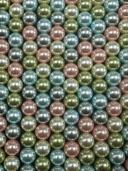 Gorgeous Chinese Pastel Multicolor Swarovski Pearl Crystal Beads, 8mm 10mm Round Shape Bead. Green Blue Pink White Color Great Quality 15.5"