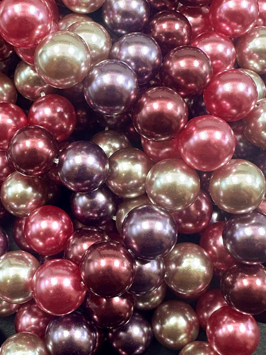 Gorgeous Multicolor Swarovski Pearl Crystal Beads, 8mm 10mm Round Shape Bead. Dark Purple Pink Burgundy White Color, Great Quality 15.5"