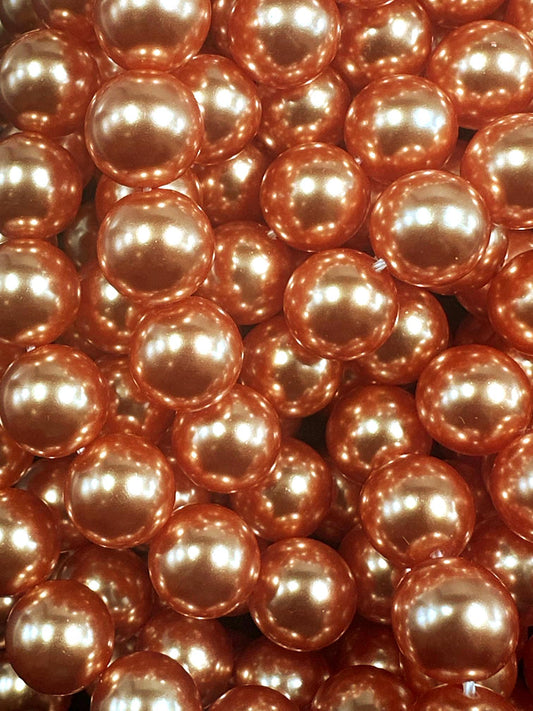 Gorgeous Copper Orange Swarovski Pearl Crystal Beads, 8mm 10mm 12mm Round Shape Bead. Beautiful Orange Color Great Quality 15.5"