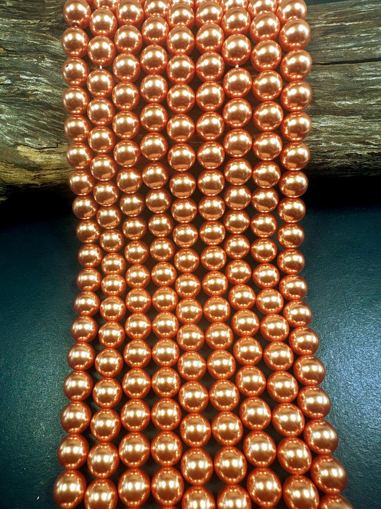 Gorgeous Copper Orange Swarovski Pearl Crystal Beads, 8mm 10mm 12mm Round Shape Bead. Beautiful Orange Color Great Quality 15.5"