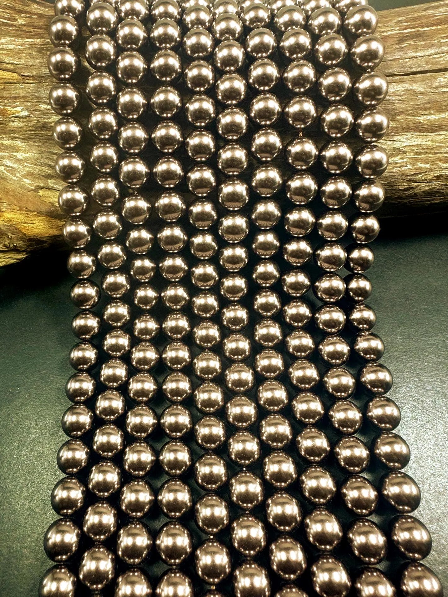 Gorgeous Chinese Dark Bronze Swarovski Pearl Crystal Beads, 4mm 6mm 8mm 10mm 12mm Round Shape Bead. Beautiful Bronze Quality 15.5"