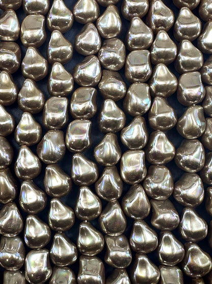 Gorgeous Chinese Gold Swarovski Pearl Crystal Beads 12x15mm Freeform Teardrop Shape. Beautiful Gold Color, High Quality 15.5"