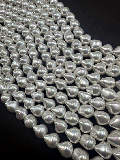 Gorgeous White Swarovski Pearl Crystal Beads 12x13mm Freeform Nugget Shape. Beautiful White Color, High Quality 15.5"