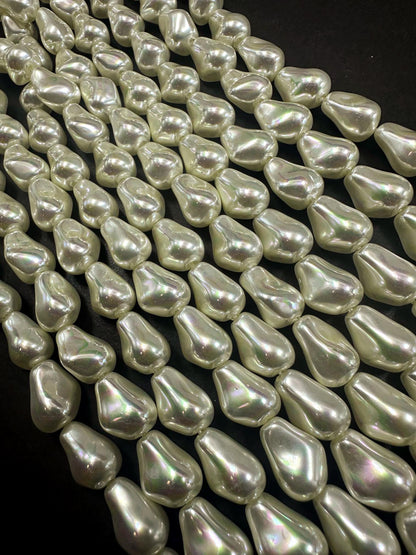 Gorgeous Cream color Swarovski Pearl Crystal Beads 10x14mm Freeform Teardrop Shape. Beautiful White Color, High Quality 15.5"