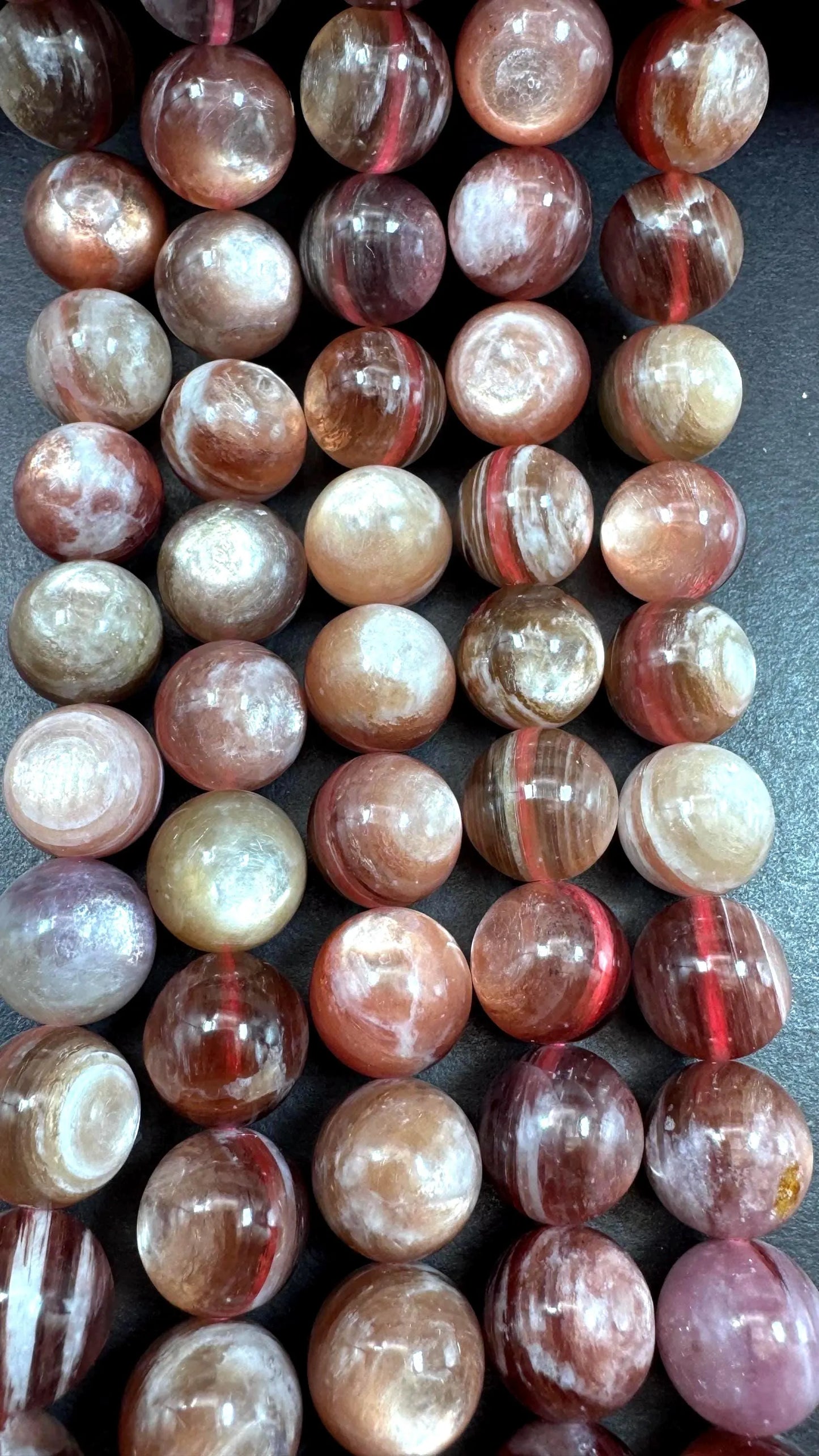 Natural lepidolite mica gemstone beads . Gorgeous natural rainbow flash lepidolite bead. Excellent quality . Full strand 15.5”