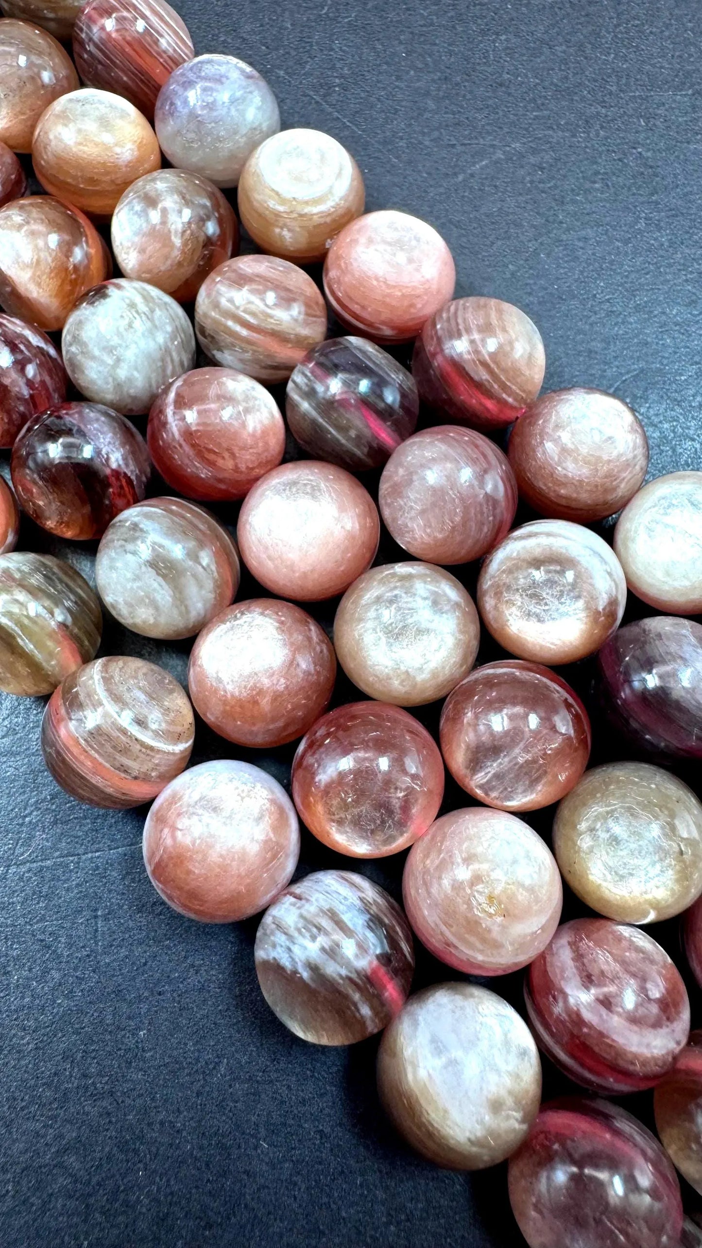 Natural lepidolite mica gemstone beads . Gorgeous natural rainbow flash lepidolite bead. Excellent quality . Full strand 15.5”