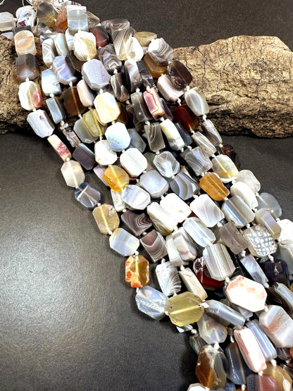 AAA Natural Botswana Agate Gemstone Bead 16x13mm Oval Shape, Beautiful Natural Brown Beige Gray Color Agate Beads, Excellent Quality 15.5"