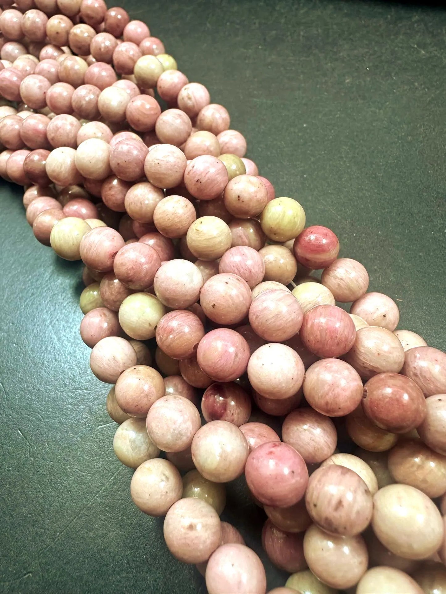 Natural Rhodonite Gemstone Bead Smooth Round Shape. Beautiful Pink Color Bead. 4mm, 6mm, 8mm, 10mm, 12mm. Great Quality 15.5"