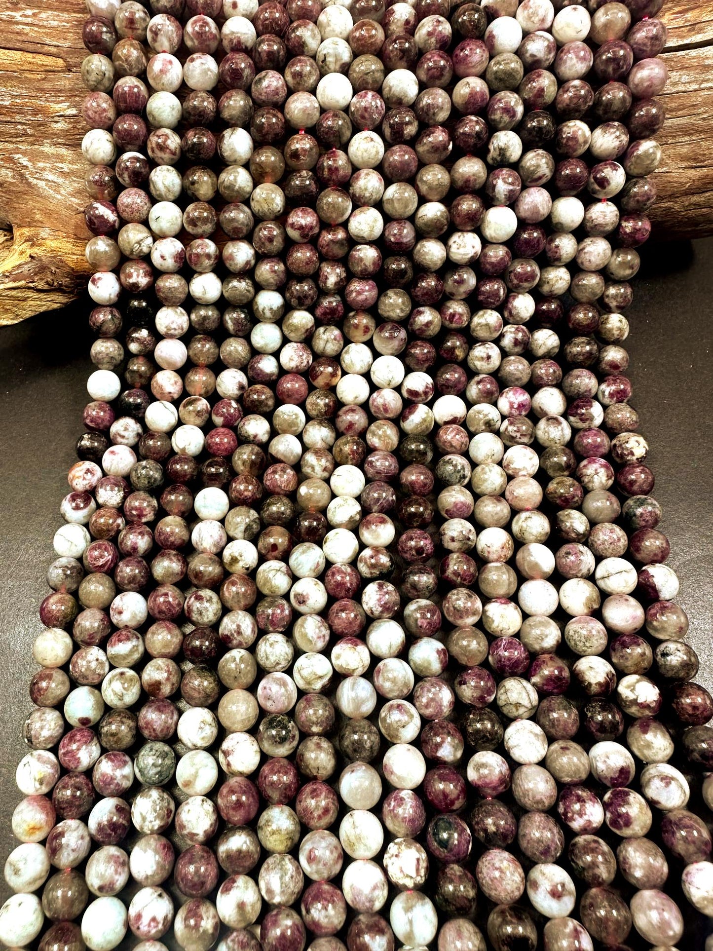 Natural Plum Tourmaline Smooth Round Bead. 6mm, 8mm Beautiful Purple Multicolor Beads, Great Quality 15.5"
