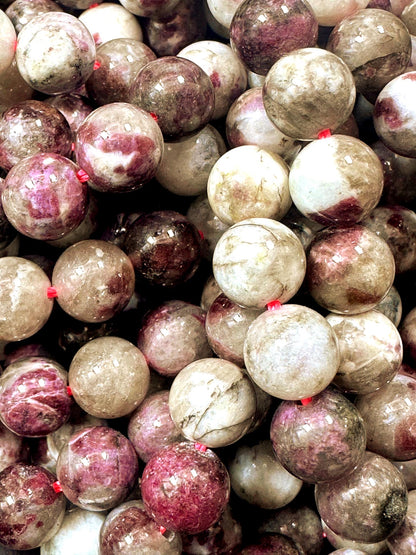 Natural Plum Tourmaline Smooth Round Bead. 6mm, 8mm Beautiful Purple Multicolor Beads, Great Quality 15.5"