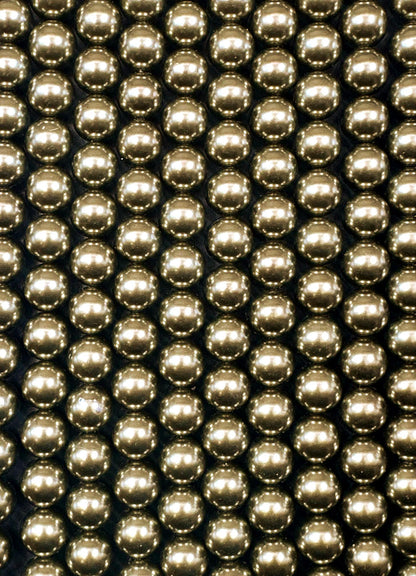 Chinese Deep Gold Pyrite Swarovski Pearl Crystal Beads, 4mm 6mm 8mm 10mm 12mm Round Shape Bead. Beautiful Gold Color, Great Quality 15.5"