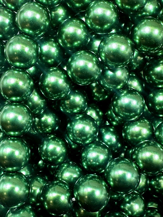 Gorgeous Chinese Green Swarovski Pearl Crystal Beads, 4mm 6mm 8mm 10mm 12mm Round Shape Bead. Beautiful Green Color, Great Quality 15.5"