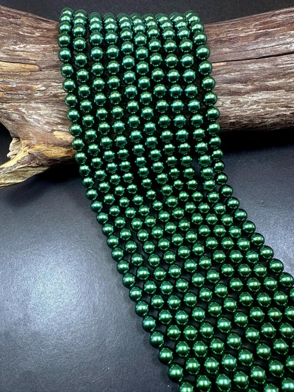 Gorgeous Chinese Green Swarovski Pearl Crystal Beads, 4mm 6mm 8mm 10mm 12mm Round Shape Bead. Beautiful Green Color, Great Quality 15.5"