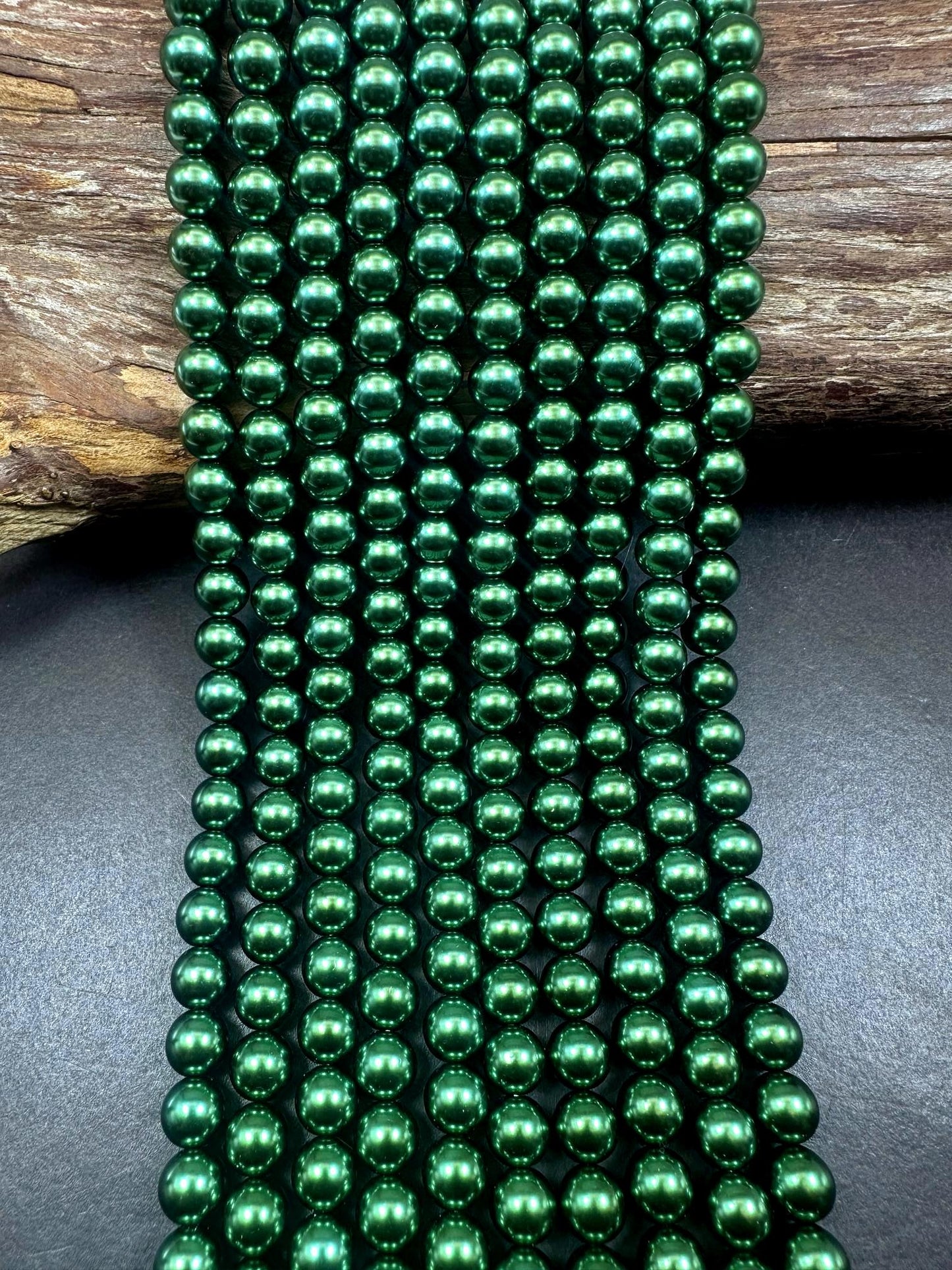Gorgeous Chinese Green Swarovski Pearl Crystal Beads, 4mm 6mm 8mm 10mm 12mm Round Shape Bead. Beautiful Green Color, Great Quality 15.5"
