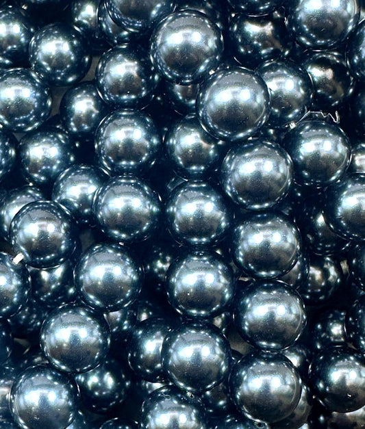 Chinese Night Blue Swarovski Pearl Crystal Beads, 4mm 6mm 8mm 10mm 12mm Round Shape Bead. Beautiful Blue Color, Great Quality 15.5"