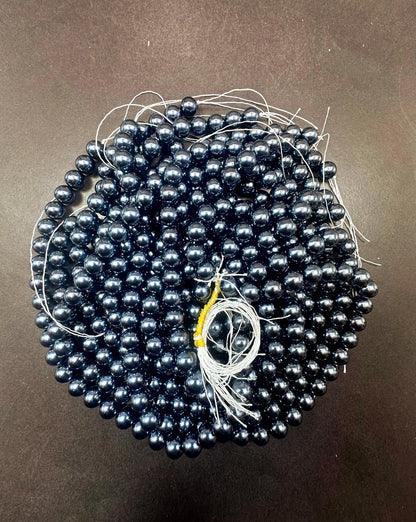 Chinese Night Blue Swarovski Pearl Crystal Beads, 4mm 6mm 8mm 10mm 12mm Round Shape Bead. Beautiful Blue Color, Great Quality 15.5"
