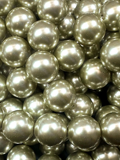 Gorgeous Chinese Light Olive Green Swarovski Pearl Crystal Beads, 6mm 8mm 10mm 12mm Round Shape Bead. Great Quality 15.5"