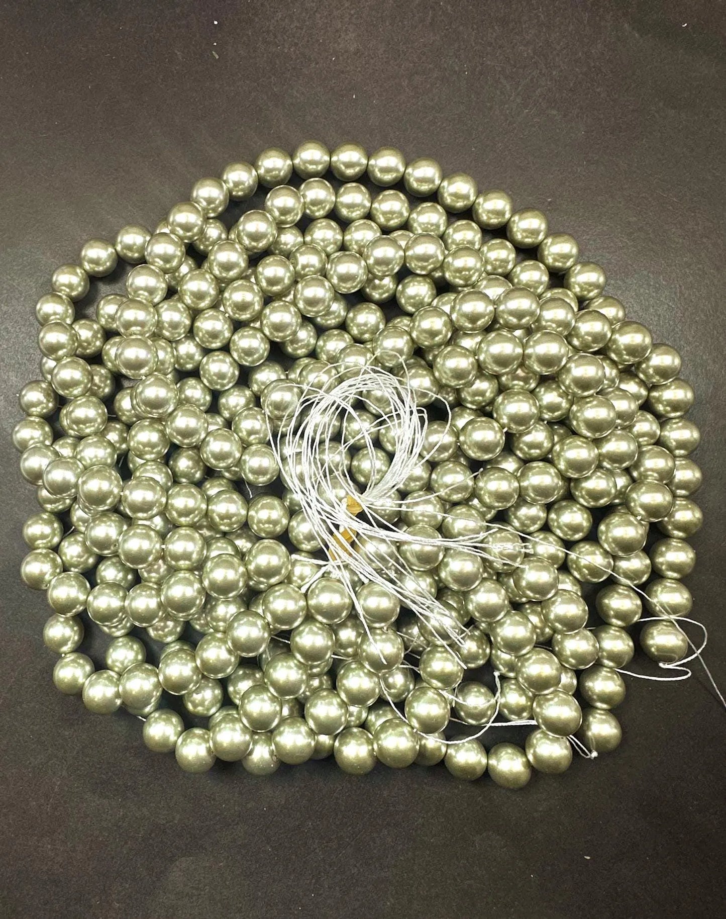Gorgeous Chinese Light Olive Green Swarovski Pearl Crystal Beads, 6mm 8mm 10mm 12mm Round Shape Bead. Great Quality 15.5"