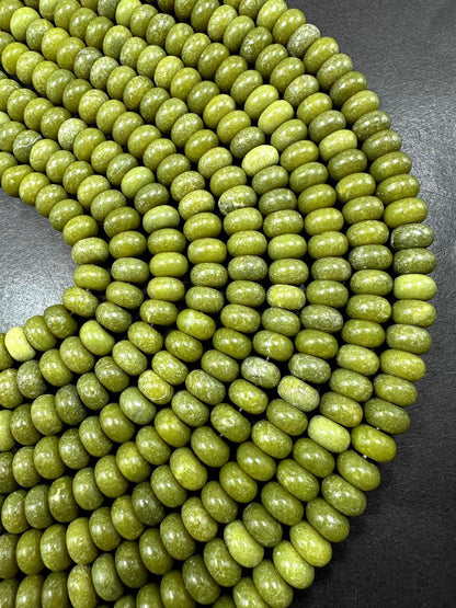 Beautiful Lemon Jade Smooth Rondelle Shape 10x6mm, Beautiful Green Color High Quality 15.5"