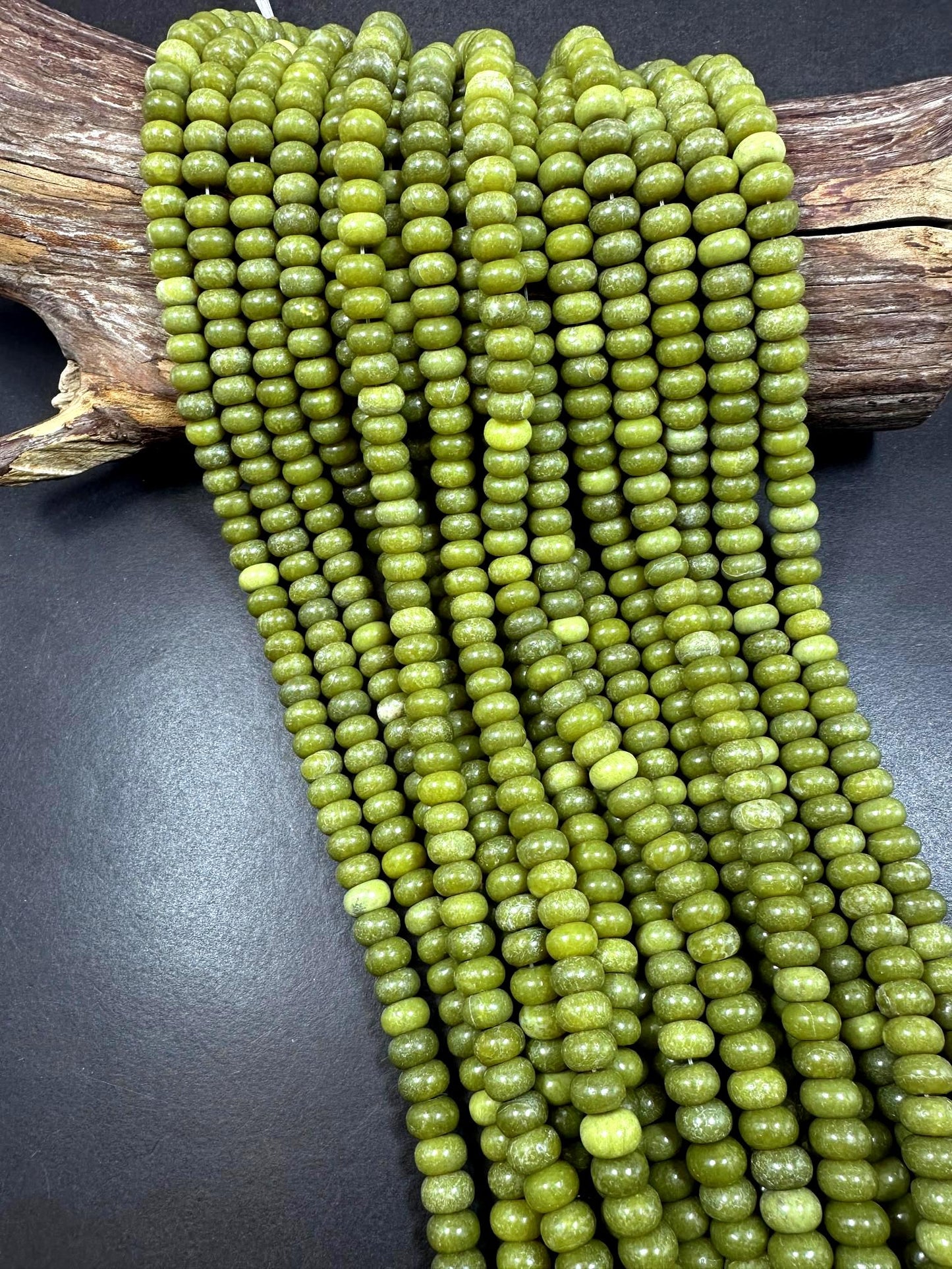 Beautiful Lemon Jade Smooth Rondelle Shape 10x6mm, Beautiful Green Color High Quality 15.5"