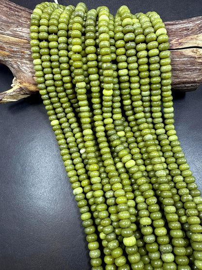 Beautiful Lemon Jade Smooth Rondelle Shape 10x6mm, Beautiful Green Color High Quality 15.5"