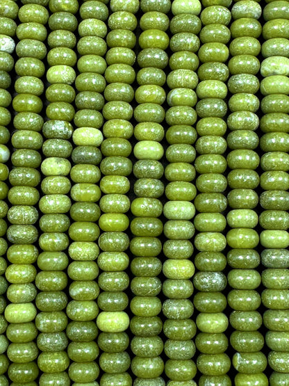 Beautiful Lemon Jade Smooth Rondelle Shape 10x6mm, Beautiful Green Color High Quality 15.5"