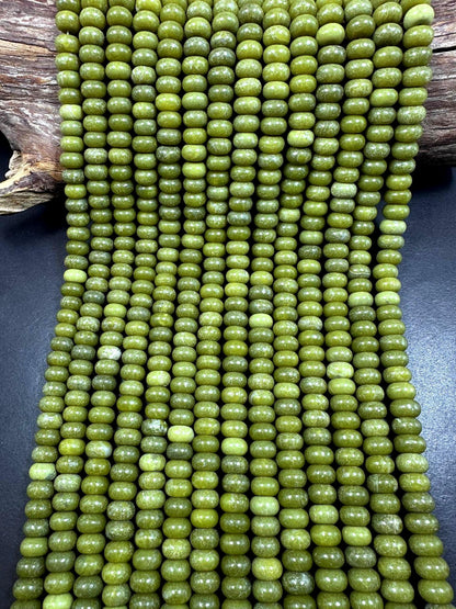 Beautiful Lemon Jade Smooth Rondelle Shape 10x6mm, Beautiful Green Color High Quality 15.5"