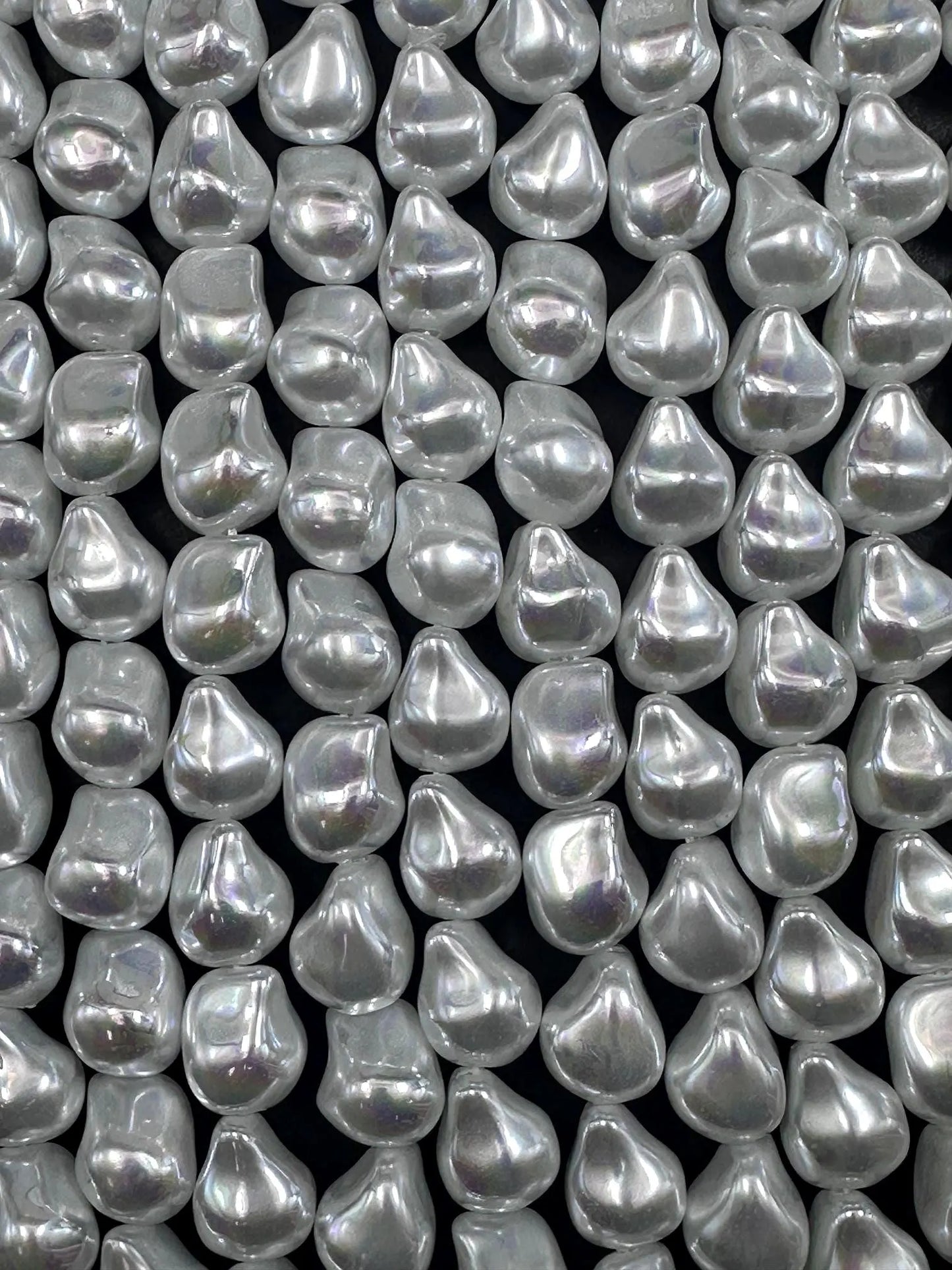 Gorgeous White Swarovski Pearl Crystal Beads 12x15mm Freeform Nugget Shape. Beautiful White Color, High Quality 15.5"
