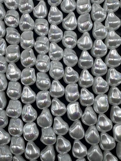 Gorgeous White Swarovski Pearl Crystal Beads 12x15mm Freeform Nugget Shape. Beautiful White Color, High Quality 15.5"