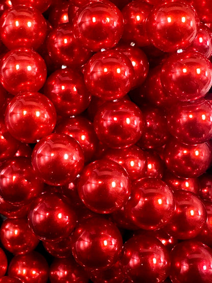 Gorgeous Chinese Red Swarovski Pearl Crystal Beads, 6mm 8mm 10mm 12mm Round Shape Bead. Beautiful Red Color, Great Quality 15.5"