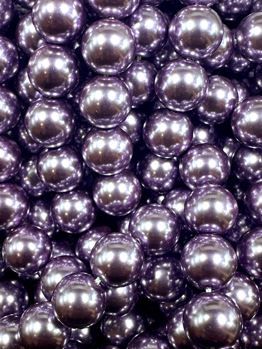 Chinese Orchid Purple Swarovski Pearl Crystal Beads, 4mm 6mm 8mm 10mm 12mm Round Shape Bead. Beautiful Purple Color, Great Quality 15.5"