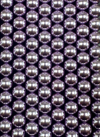 Chinese Orchid Purple Swarovski Pearl Crystal Beads, 4mm 6mm 8mm 10mm 12mm Round Shape Bead. Beautiful Purple Color, Great Quality 15.5"