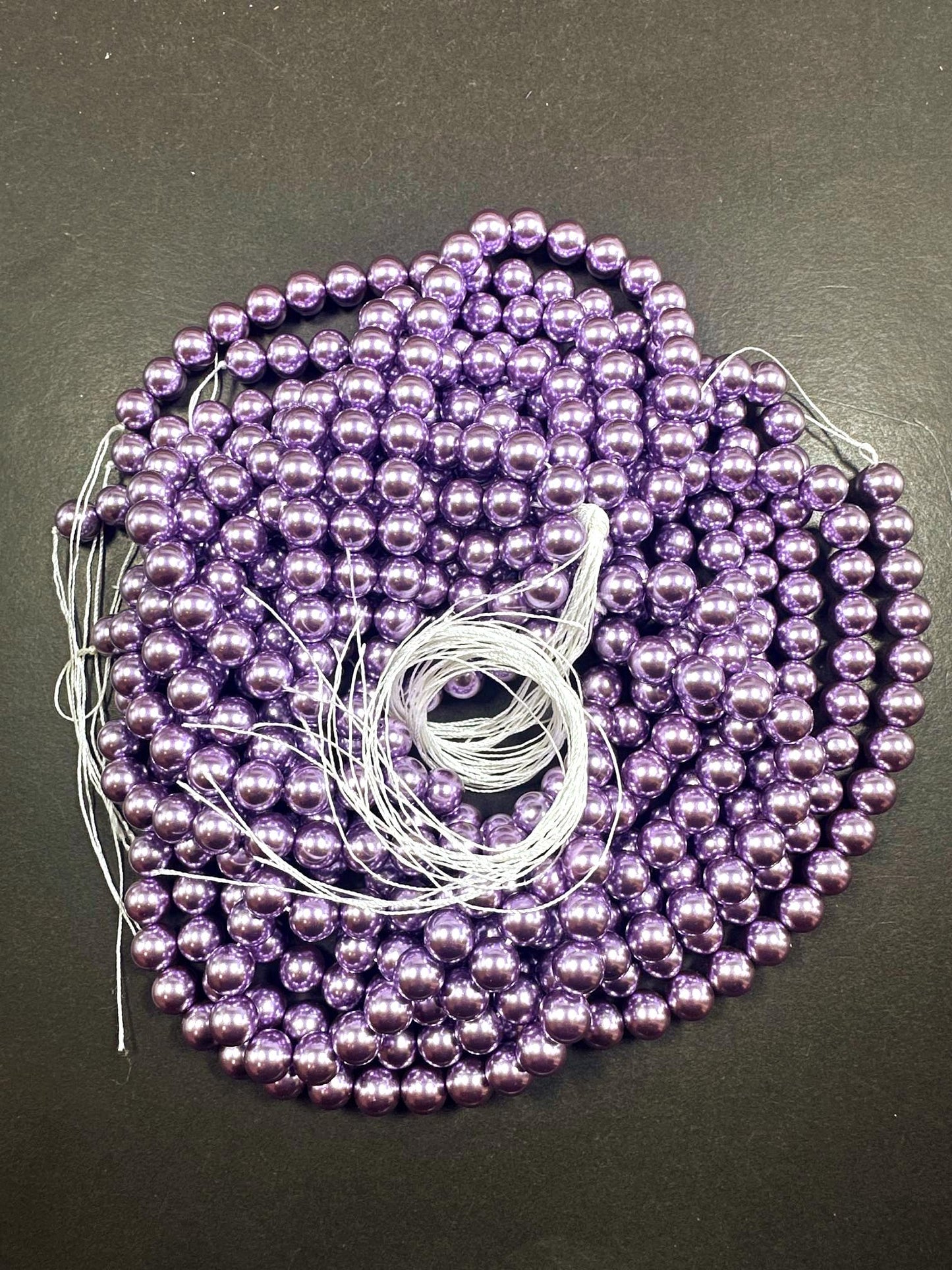 Chinese Orchid Purple Swarovski Pearl Crystal Beads, 4mm 6mm 8mm 10mm 12mm Round Shape Bead. Beautiful Purple Color, Great Quality 15.5"