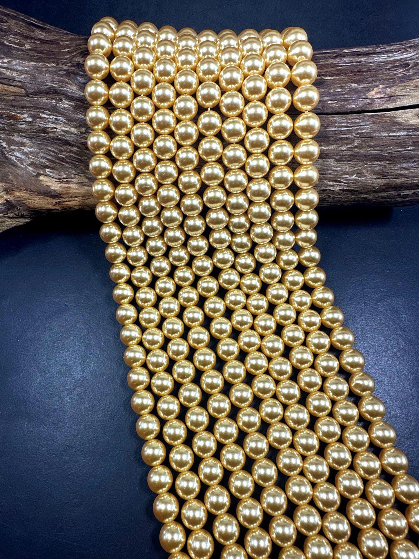 Gorgeous Golden Yellow Swarovski Pearl Crystal Beads, 6mm 8mm 10mm 12mm Round Shape Bead. Beautiful Yellow Color, Great Quality 15.5"