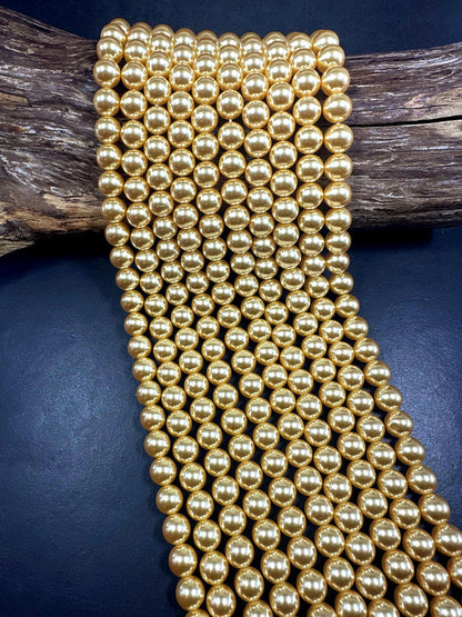 Gorgeous Golden Yellow Swarovski Pearl Crystal Beads, 6mm 8mm 10mm 12mm Round Shape Bead. Beautiful Yellow Color, Great Quality 15.5"