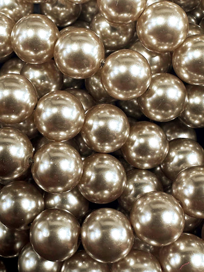 Chinese Champagne Brown Swarovski Pearl Crystal Beads, 6mm 8mm 10mm 12mm Round Shape Bead. Beautiful Brown Color, Great Quality 15.5"