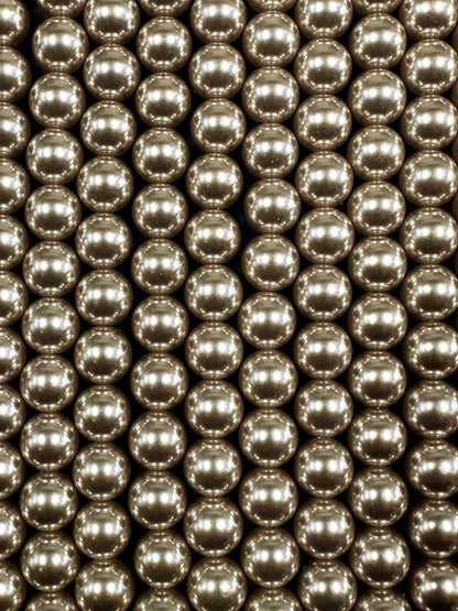 Chinese Champagne Brown Swarovski Pearl Crystal Beads, 6mm 8mm 10mm 12mm Round Shape Bead. Beautiful Brown Color, Great Quality 15.5"