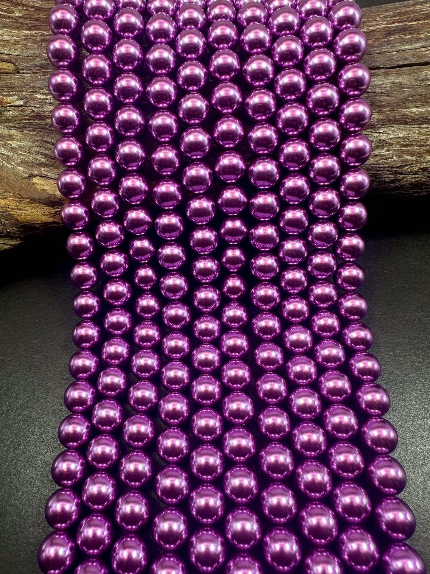 Gorgeous Chinese Purple Swarovski Pearl Crystal Beads, 6mm 8mm Round Shape Bead. Beautiful Purple Color, Great Quality 15.5"