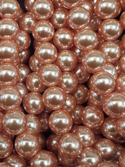 Chinese Rose Peach Swarovski Pearl Crystal Beads, 4mm 6mm 8mm 10mm 12mm Round Shape Bead. Beautiful Peach Color, Great Quality 15.5"