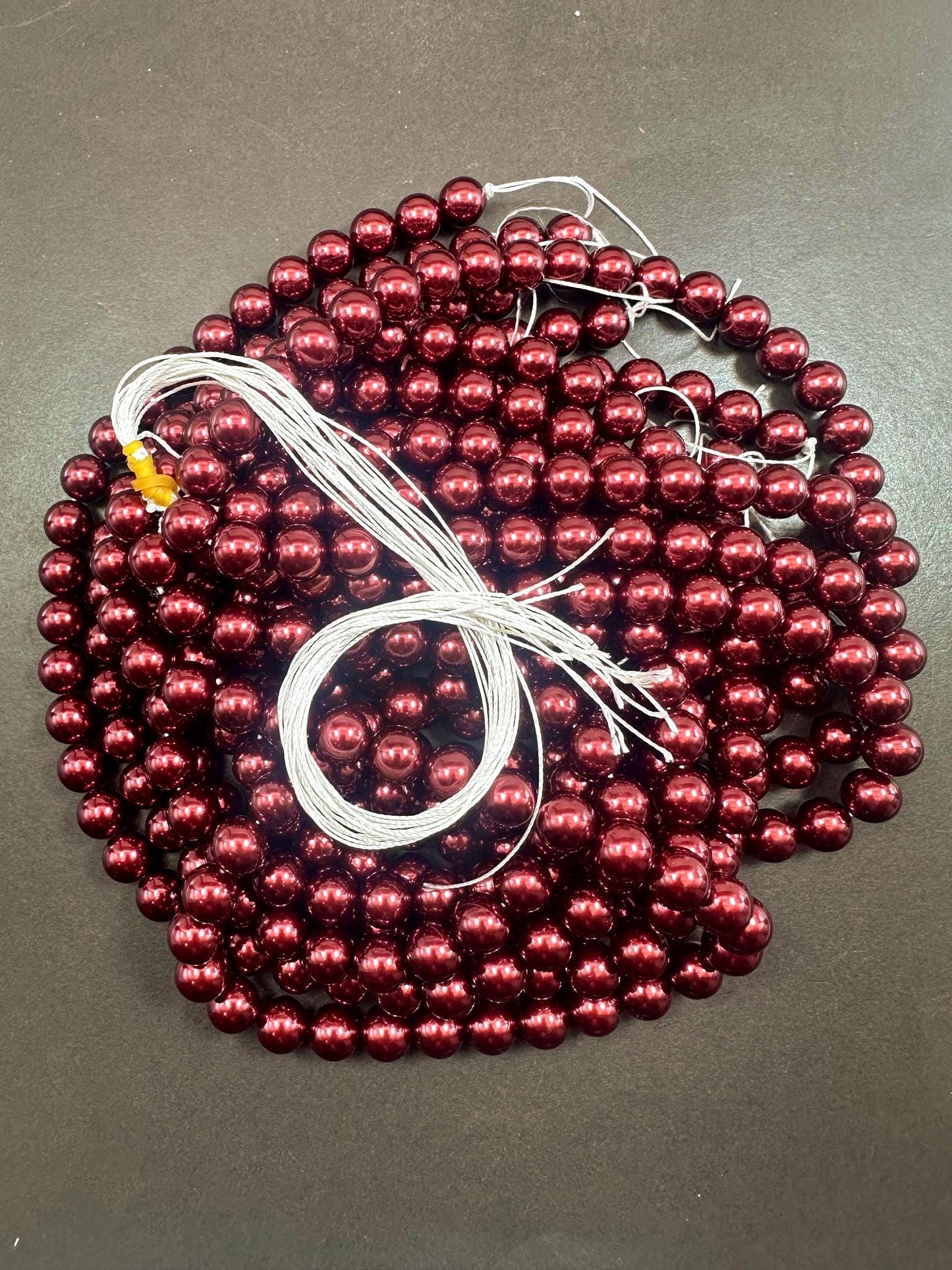 Gorgeous Chinese Dark Red Swarovski Pearl Crystal Beads, 6mm 8mm 10mm 12mm Round Shape Bead. Beautiful Red Color, Great Quality 15.5"