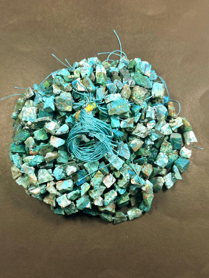 Natural Turquoise Freedom Chip Nugget Shape Beads, Beautiful Blue Turquoise Multicolor Pattern High Quality 15.5"