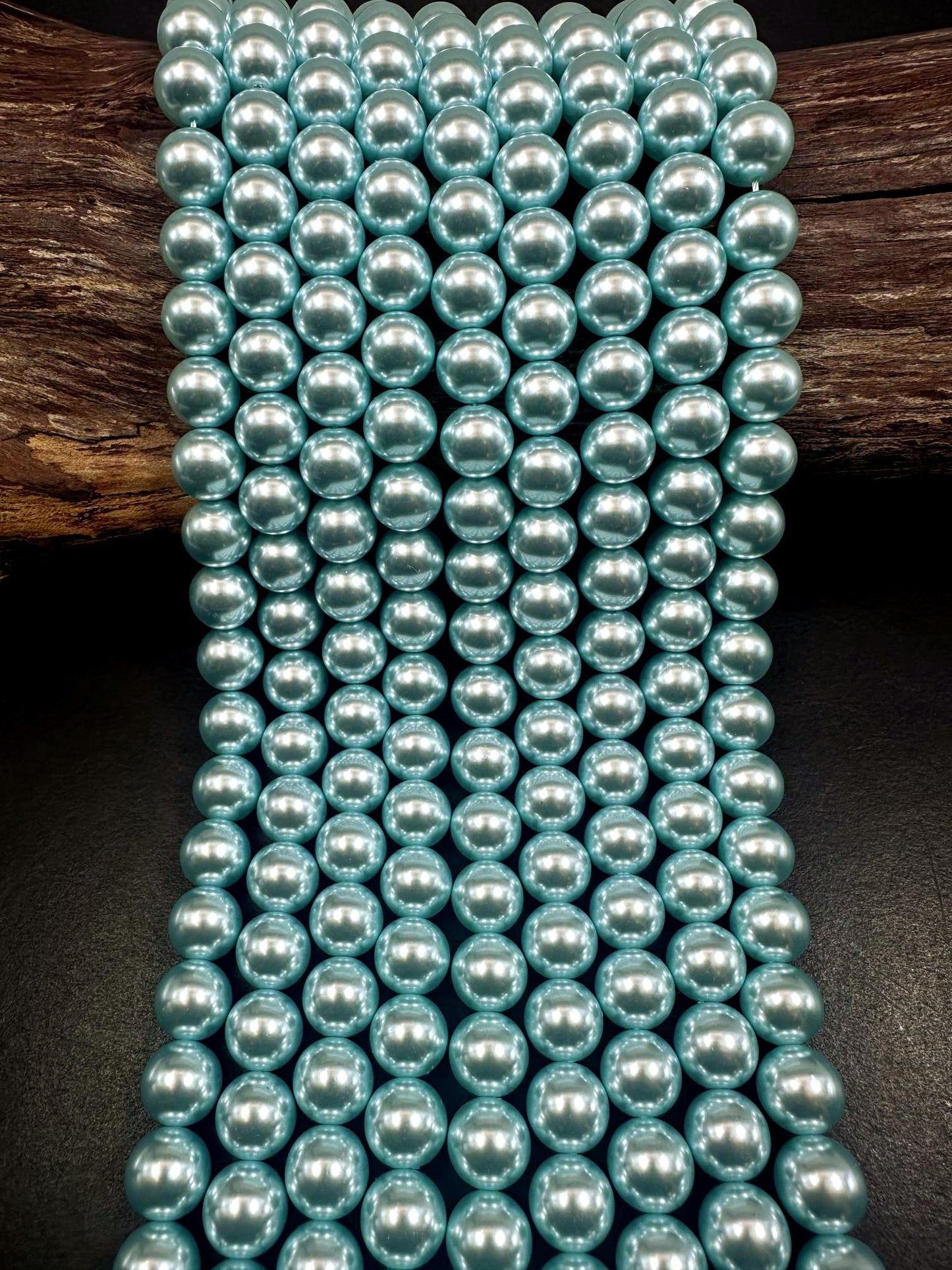 Gorgeous Chinese Sky Blue Swarovski Pearl Crystal Beads, 6mm 8mm 10mm Round Shape Bead. Beautiful Blue Color, Great Quality 15.5"