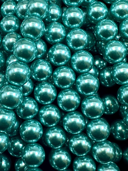 Gorgeous Chinese Turquoise Swarovski Pearl Crystal Beads, 6mm 8mm 10mm Round Shape Bead. Beautiful Turquoise Color, Great Quality 15.5"