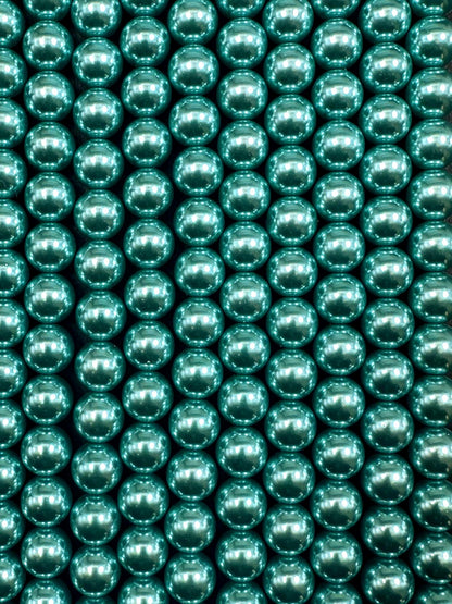 Gorgeous Chinese Turquoise Swarovski Pearl Crystal Beads, 6mm 8mm 10mm Round Shape Bead. Beautiful Turquoise Color, Great Quality 15.5"