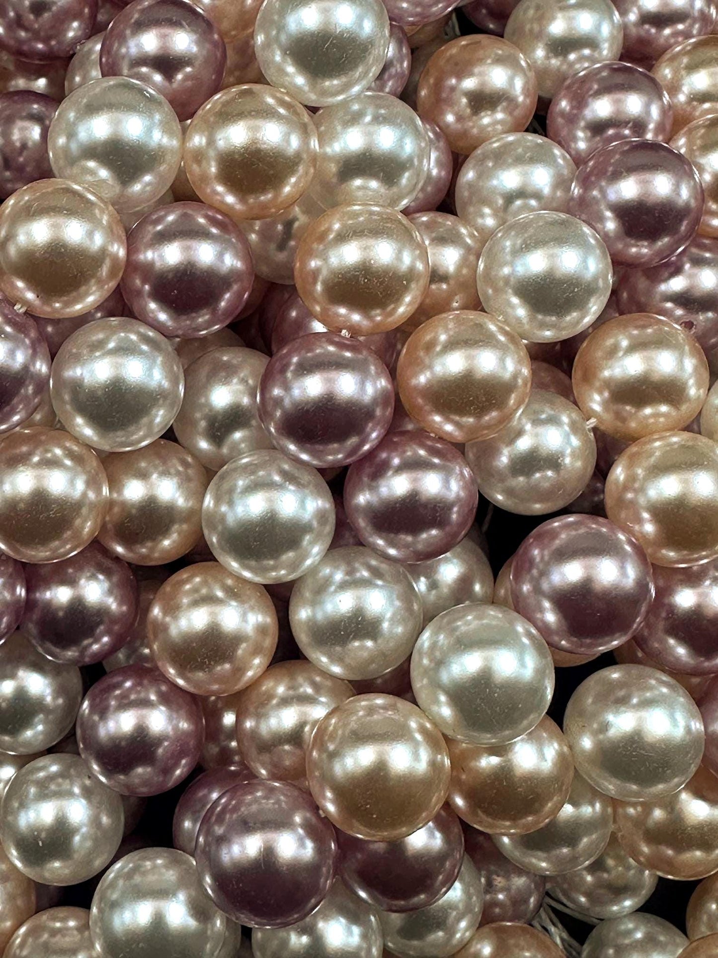 Chinese Pastel Multicolor Swarovski Pearl Crystal Beads, 8mm 10mm Round Shape Bead. Beautiful Pink Peach White Color, Great Quality 15.5"